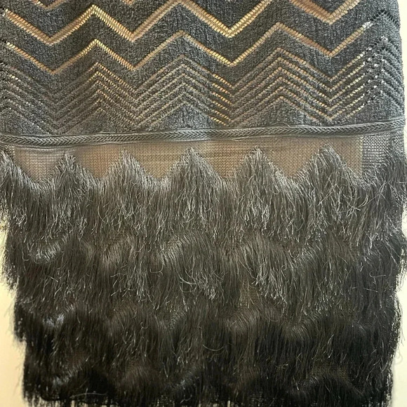 VTG Max studio new cocktail midi lined dress crochet fringe black color Sz XS - Picture 4 of 9